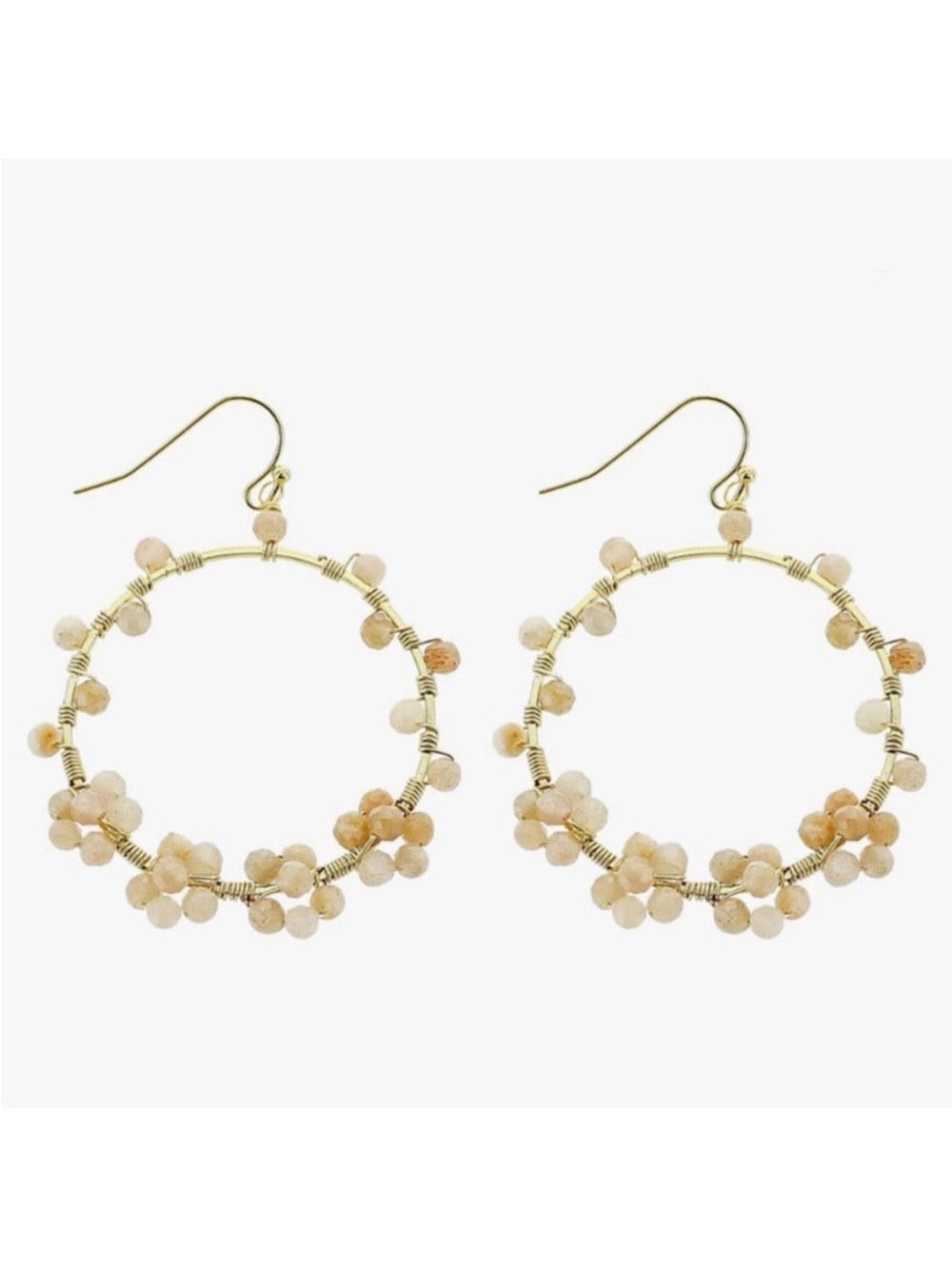 NWT Panacea Crystal Hoop Earrings Nordstrom Circular Drop Beaded Round Boho New